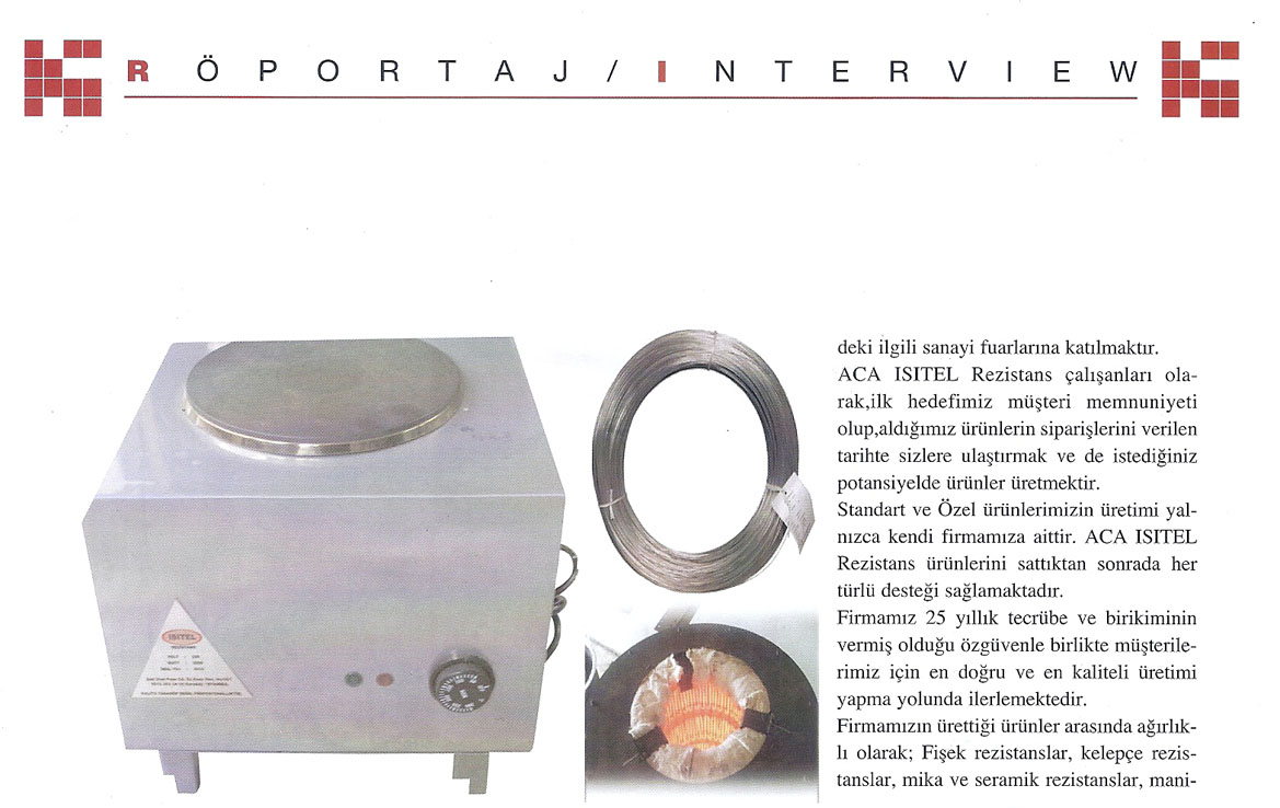 Elektrokent Perpa Dergisi - Aca Isıtel Rezistans